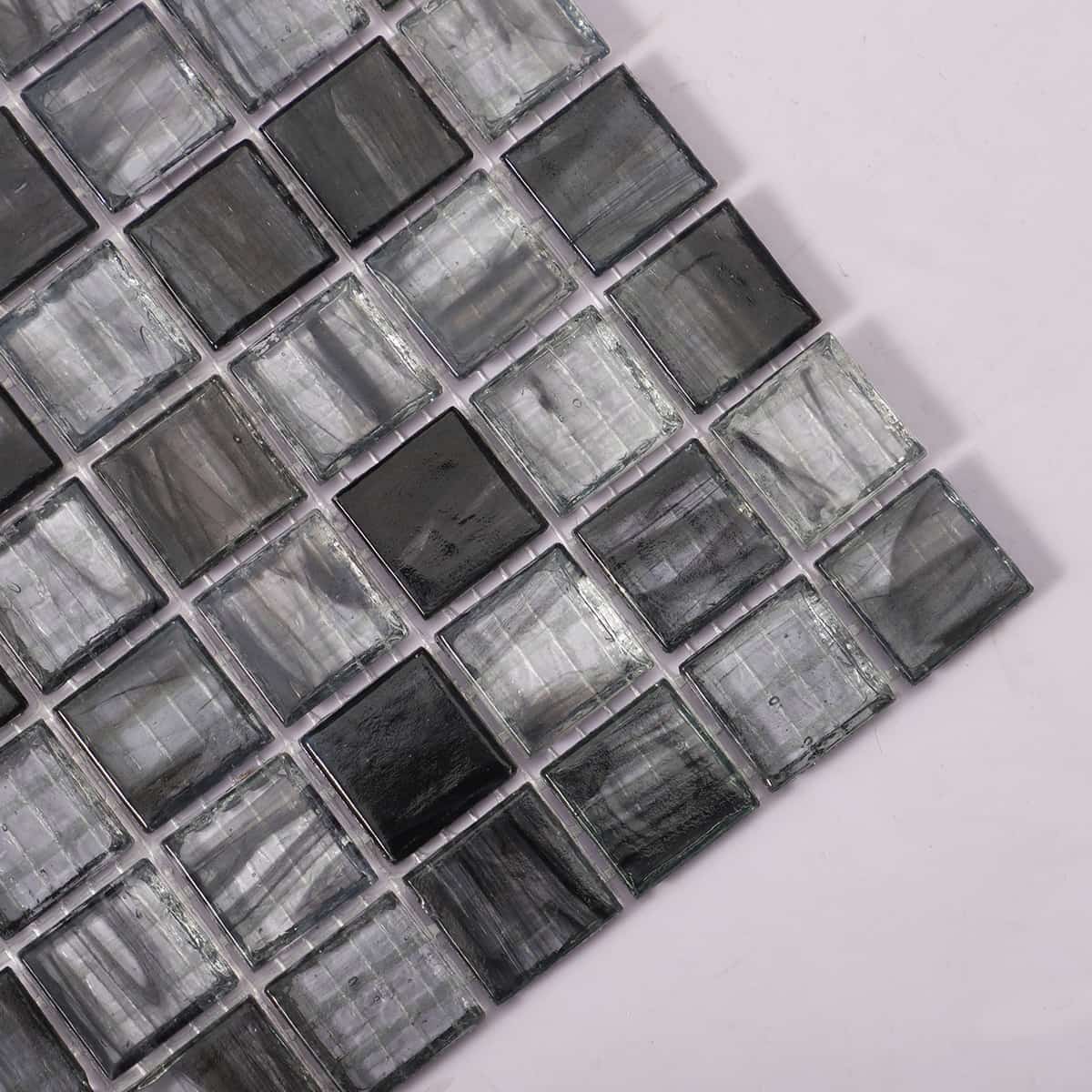 Amber Translucence Gray Glass Mosaic Tile For Pool 
