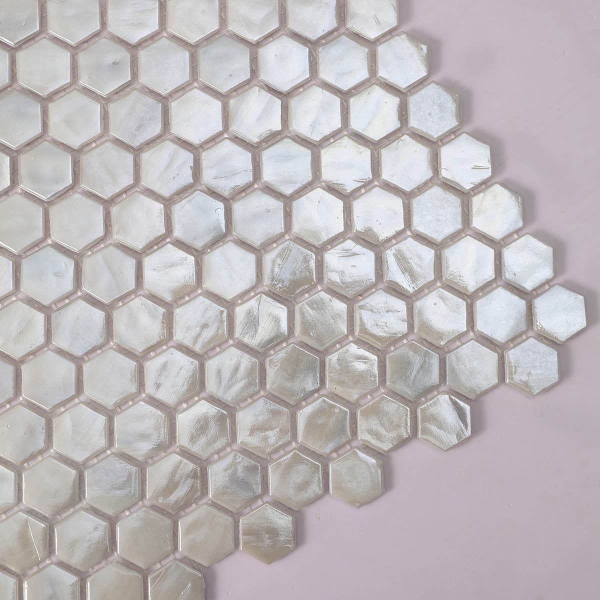 Beige Honeycomb Hexagon Glass Mosaic Tile