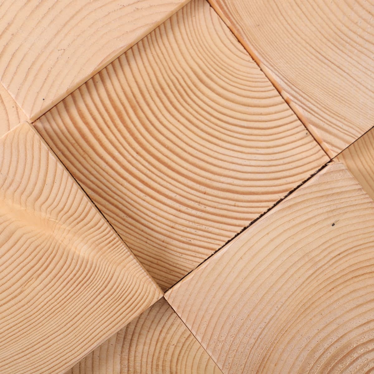 Detail of ring pattern on 3D wood mosaic tile surface