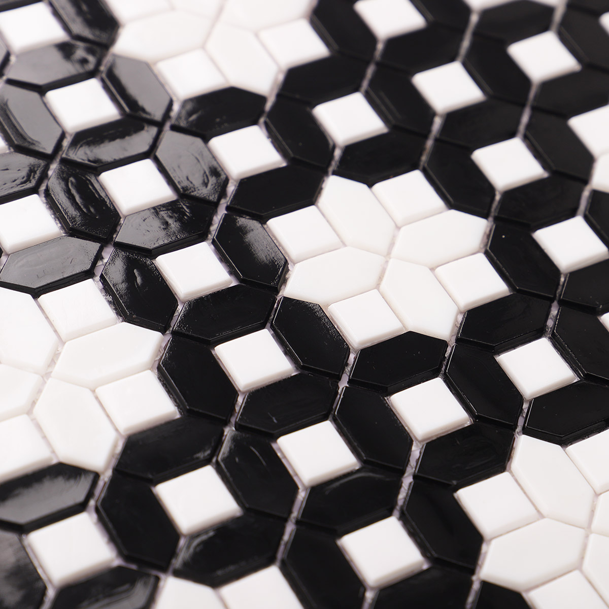 Picket with Square Basket Weave Mosaic Tiles