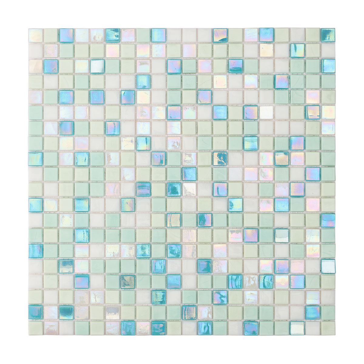 Light Blue Iridescent Fired Erath Glass Mosaic Tile 15mm*15mm