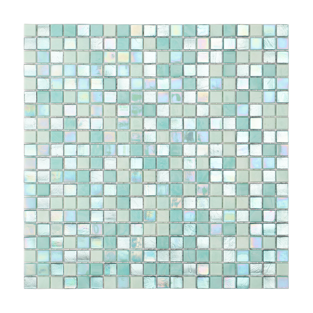 Green Blue Mixed Iridescent Glass Mosaic Tile 15mm*15mm