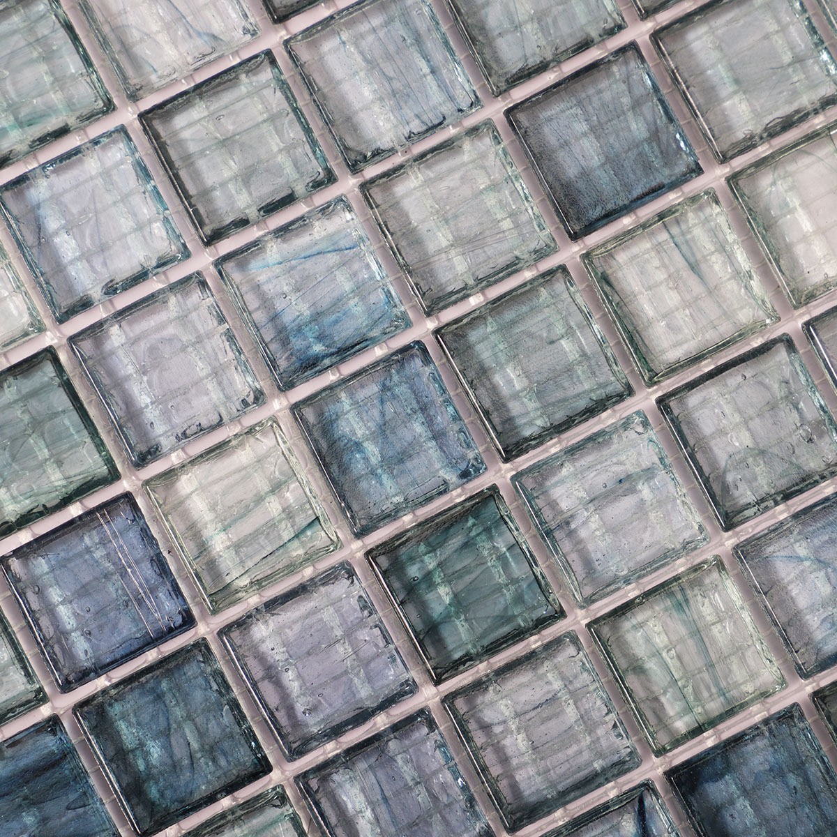 Amber Translucence Blue Mosaic Tiles Detail