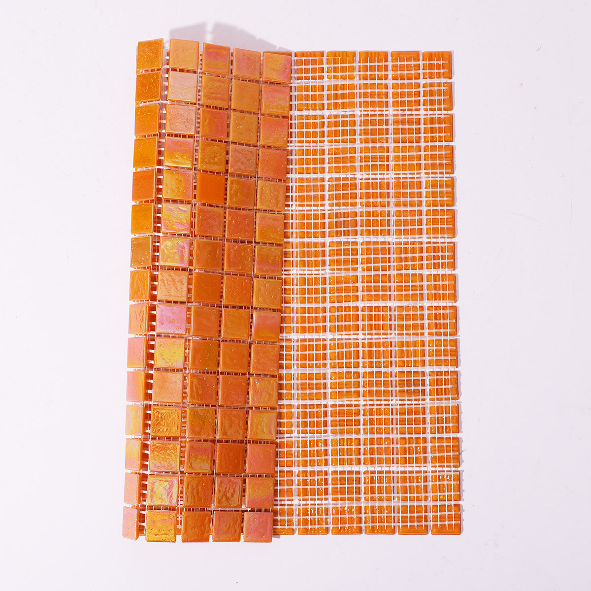 Pearlescent Orange Square Glass Mosaic Wall and Floor Tile