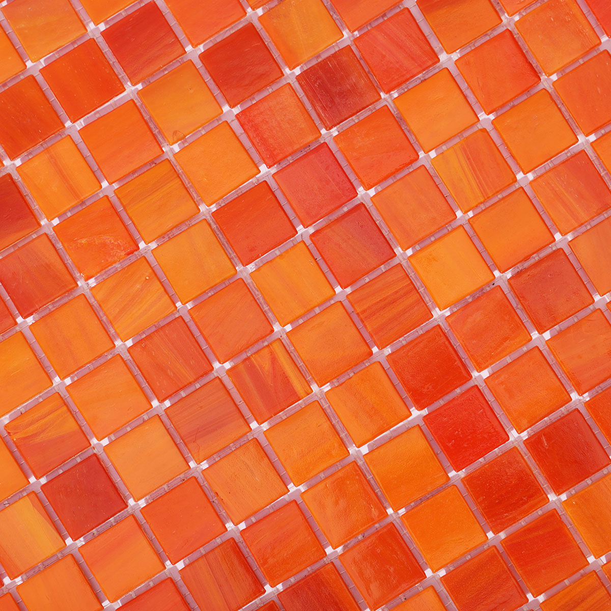 Glossy Fire Orange Glass Mosaic Pool Tiles
