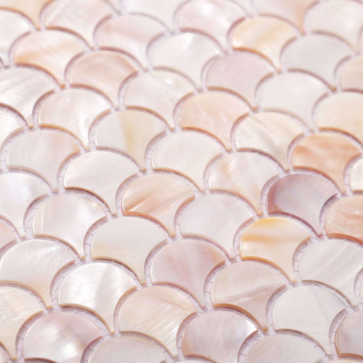 Close-up of mother of pearl fish scale tiles