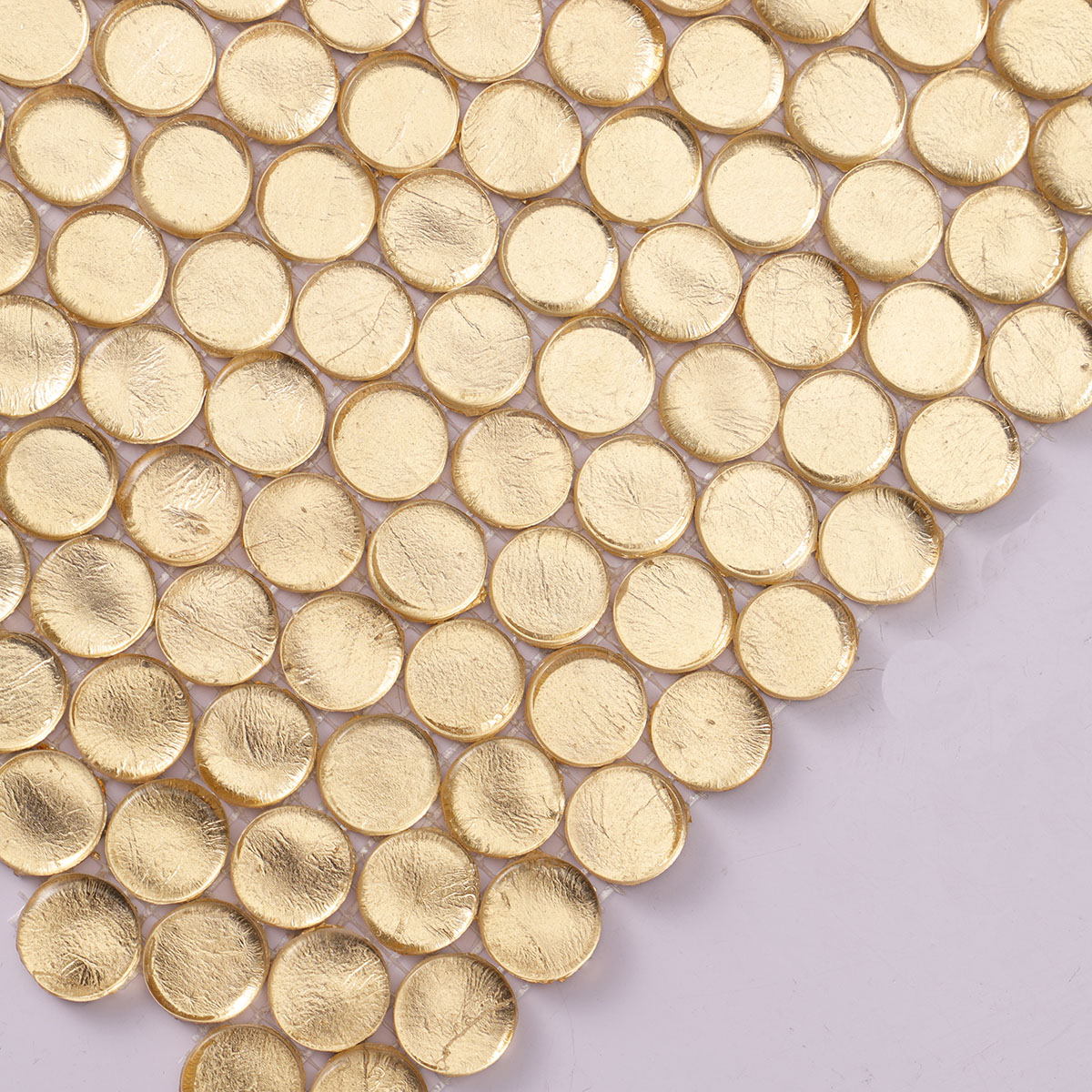 Glossy Gold Penny Round Glass Mosaic Tiles - Luxurious Wall & Floor Accents