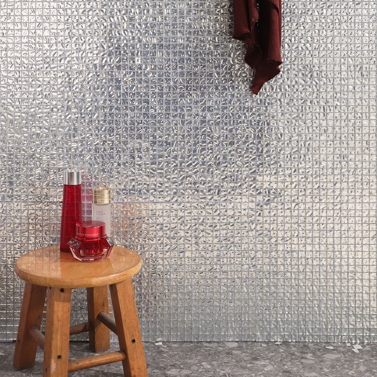 Modern Silver Square Mosaic Tiles - Ideal for Kitchen and Wall Decor