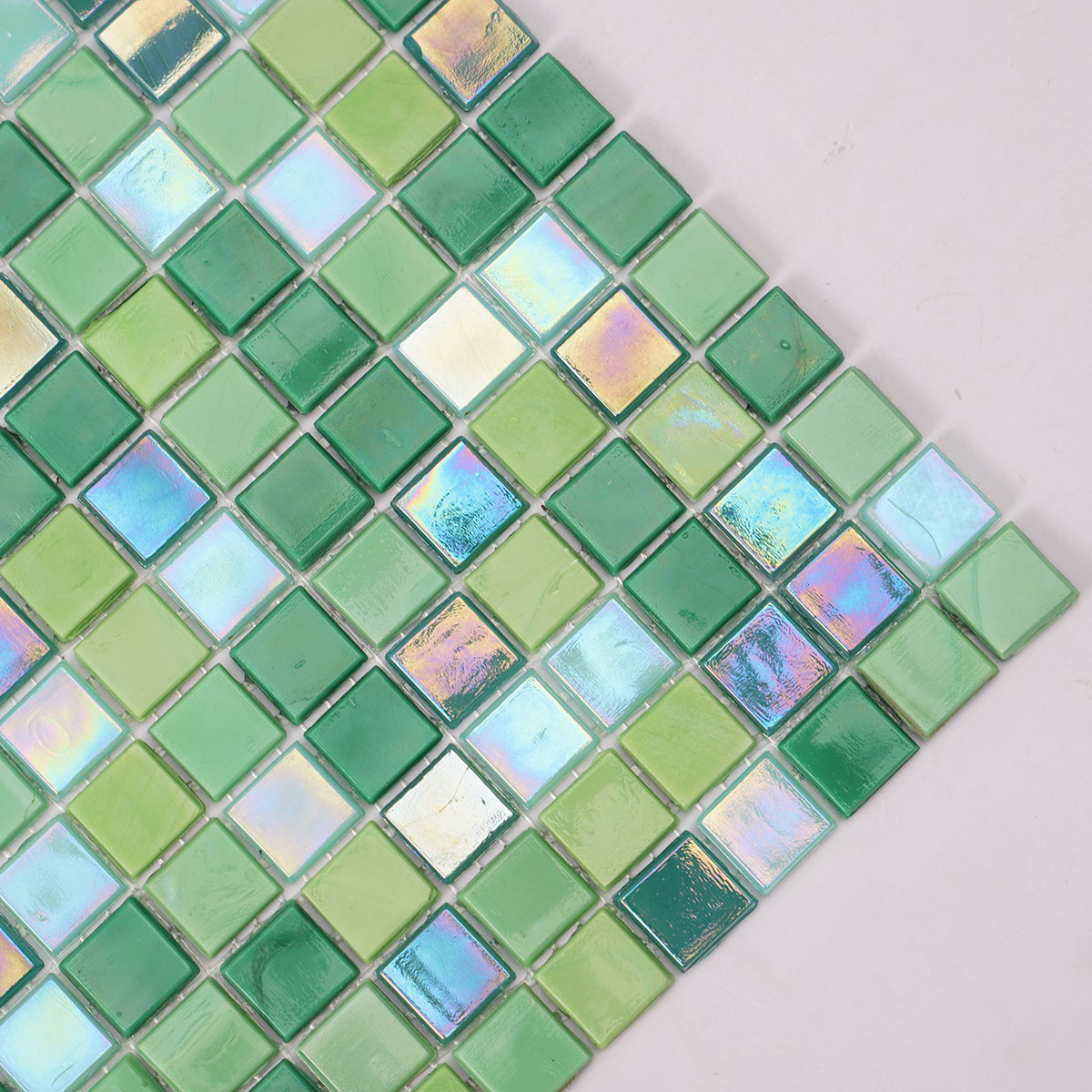 Nacreous Glossy Light Green Glass Mosaic Uniform square Wall and Floor