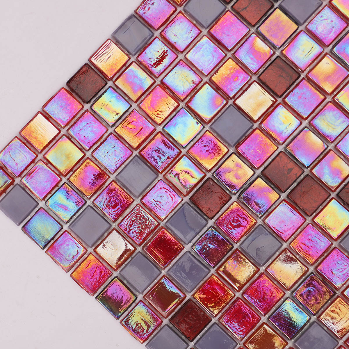 Vibrant Melograno Red and Purple Glass Mosaic Wall Pool Floor Tile 