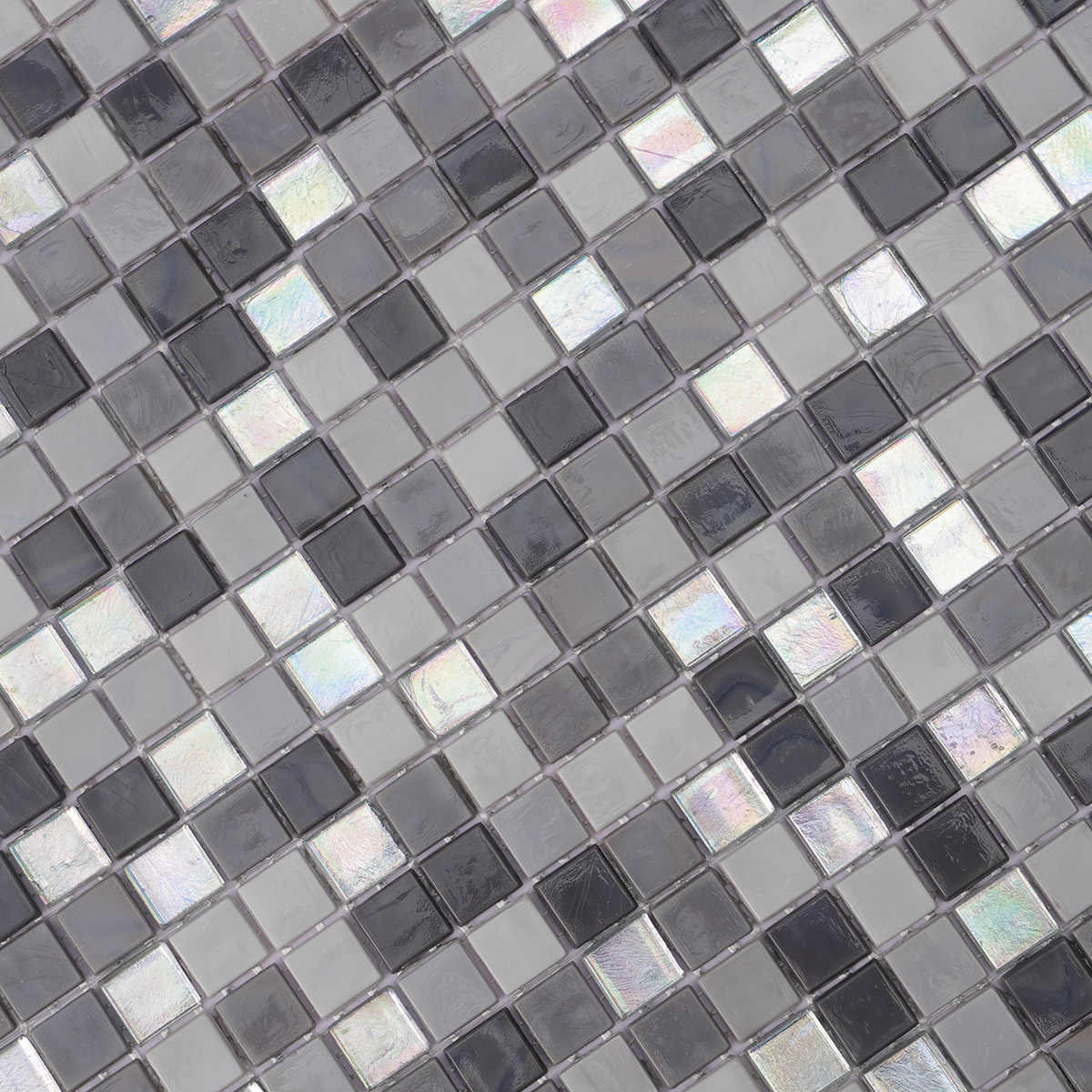 Gray and Silver Square Glass Mosaic Tiles 
