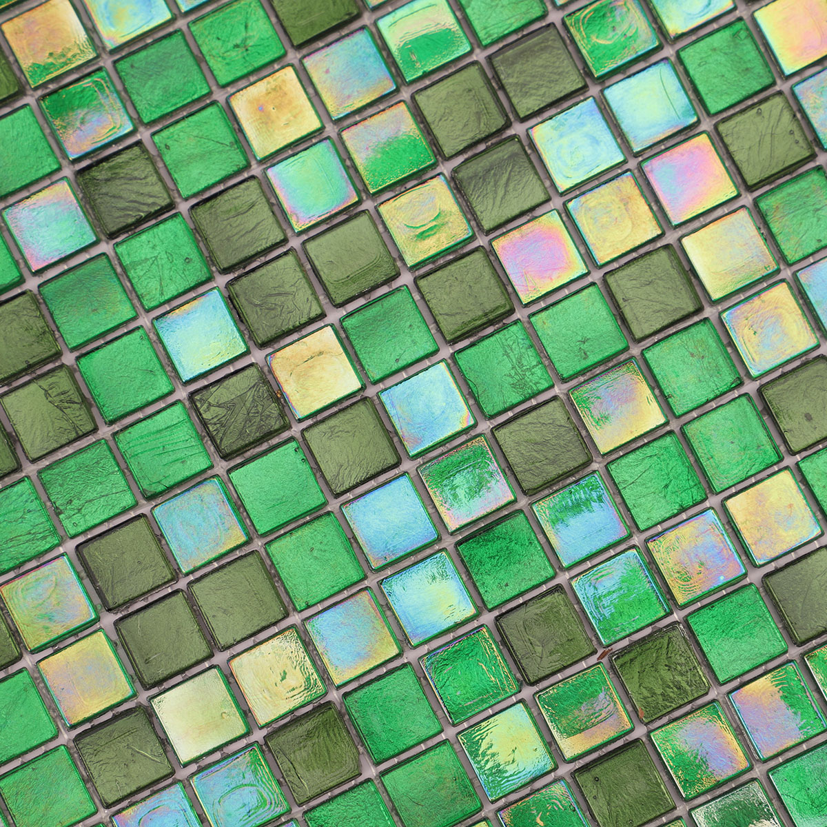 Glossy Forest Green Square Glass Mosaic wall Tiles