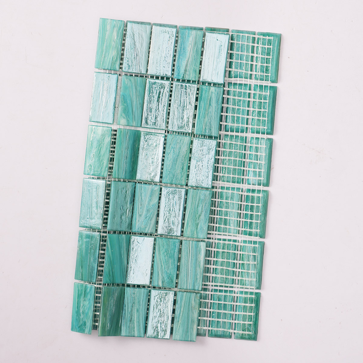 Iridescent Light Green  Rectangle Glass Mosaic  Floor and Wall Tiles