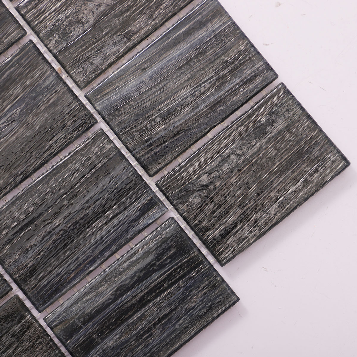 Midnight Gray Matte Glass Mosaic Subway Tile