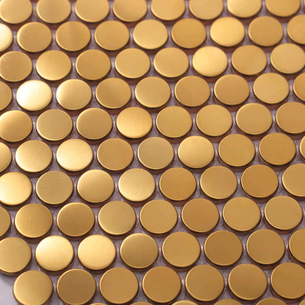 Gold Metal Penny Round Mosaic Wall Tiles