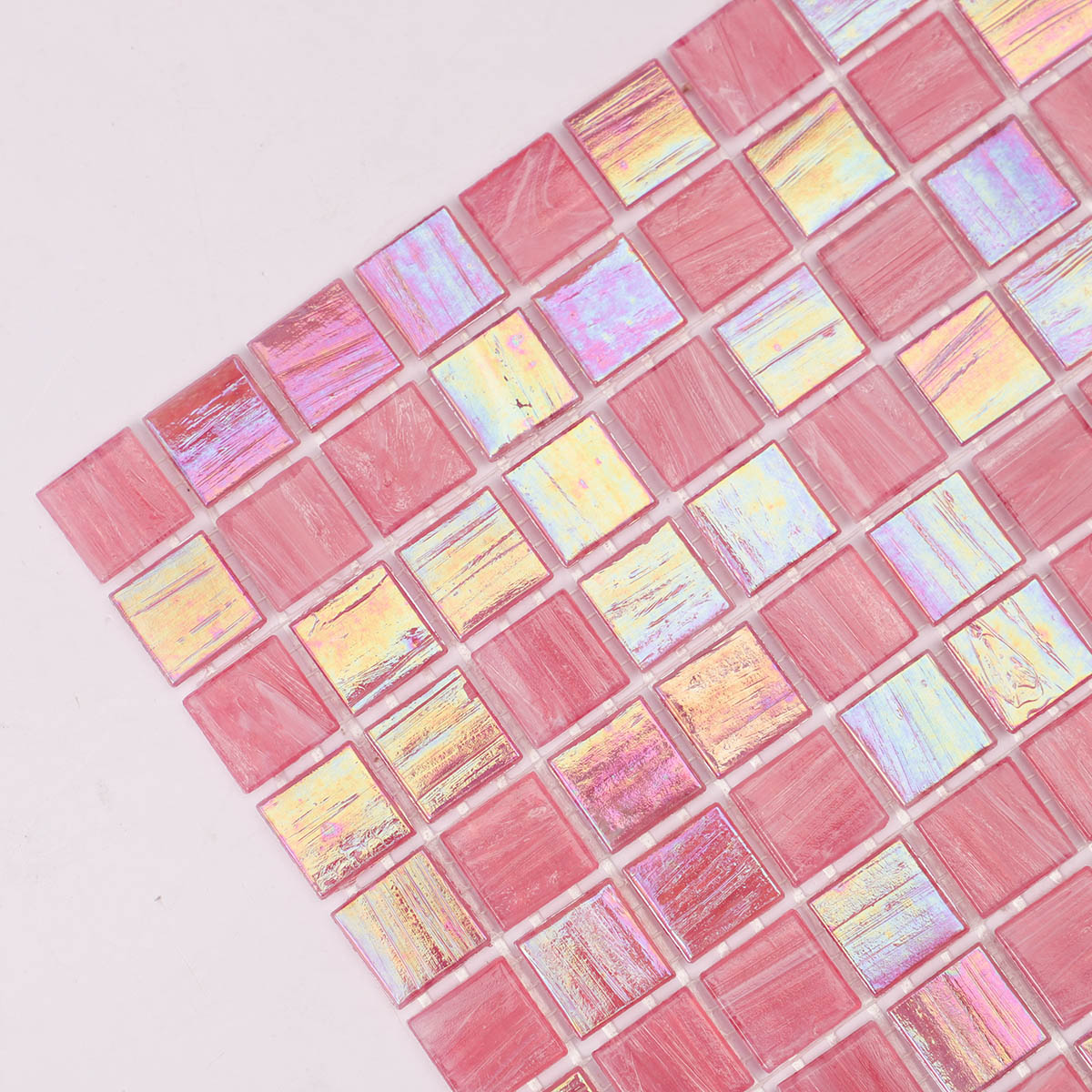 Glossy Pink Glass Mosaic Tiles for Walls and Floors