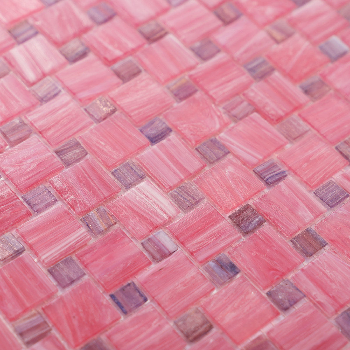 Punch Pink Glass Mosaic Wall and Fool Tiles