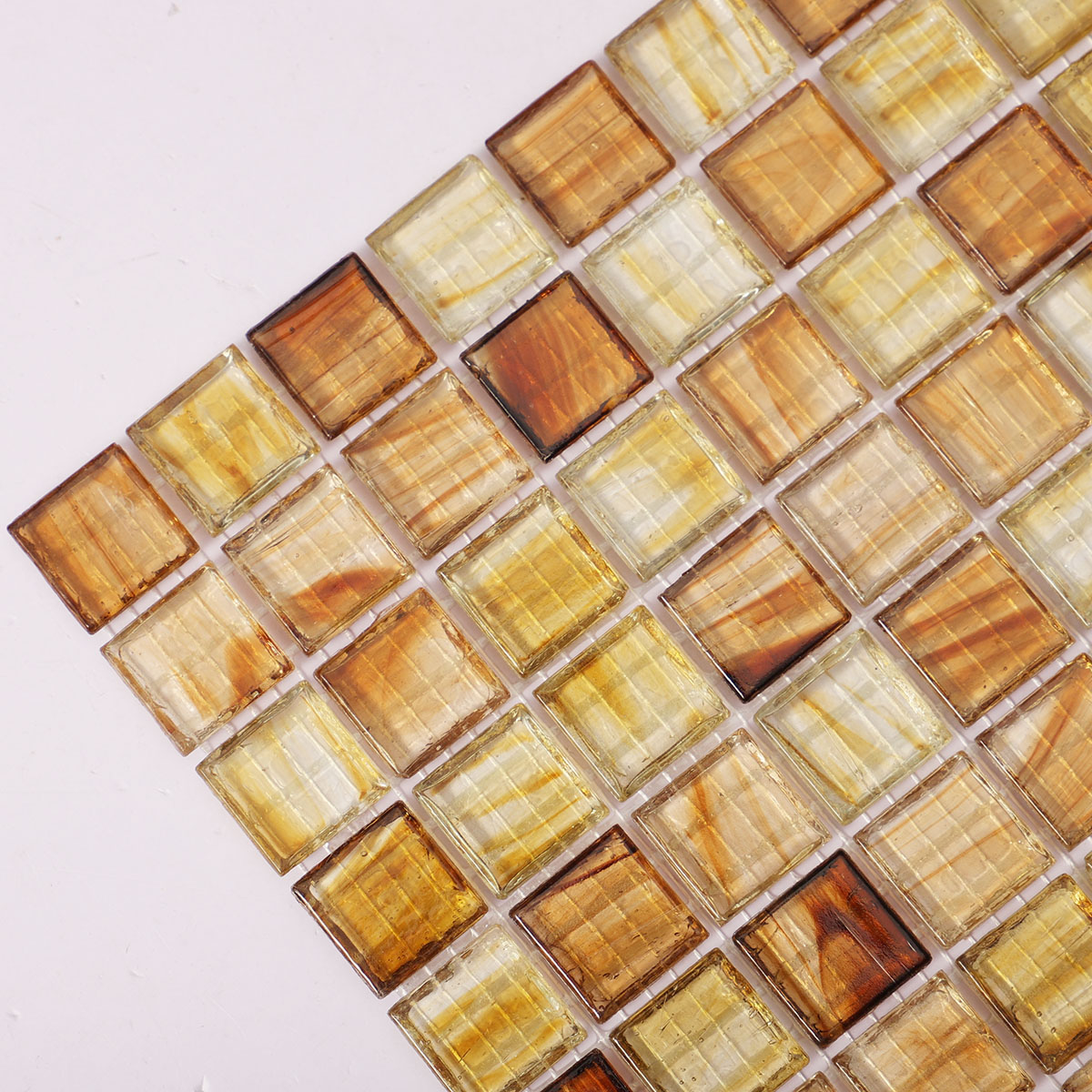 Transparent Brown Glass Mosaic Tiles for Kitchen Walls-SAICINA TILES
