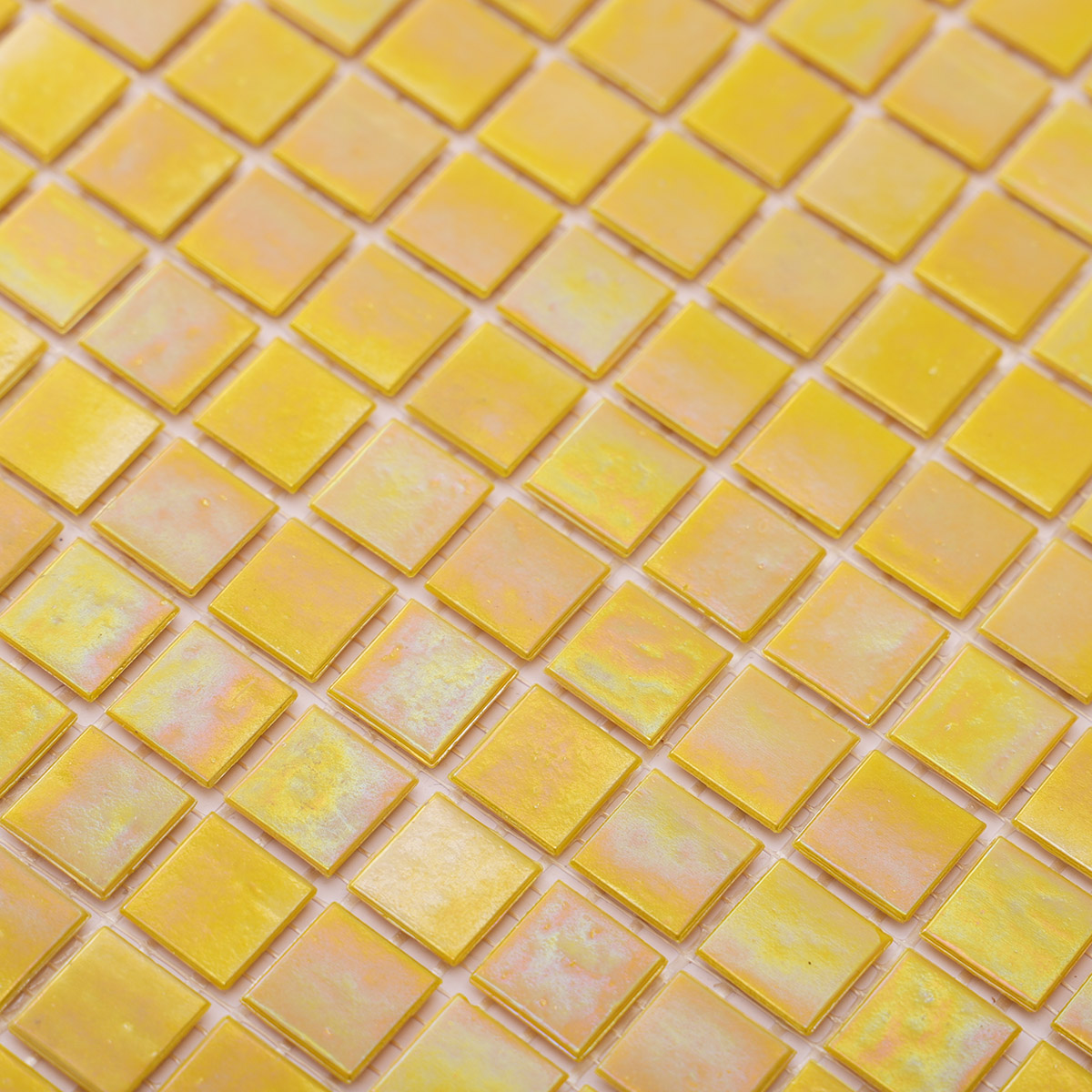 Iridescent Yellow Square Glass Mosaic Wall Tiles-SAICINA TILES