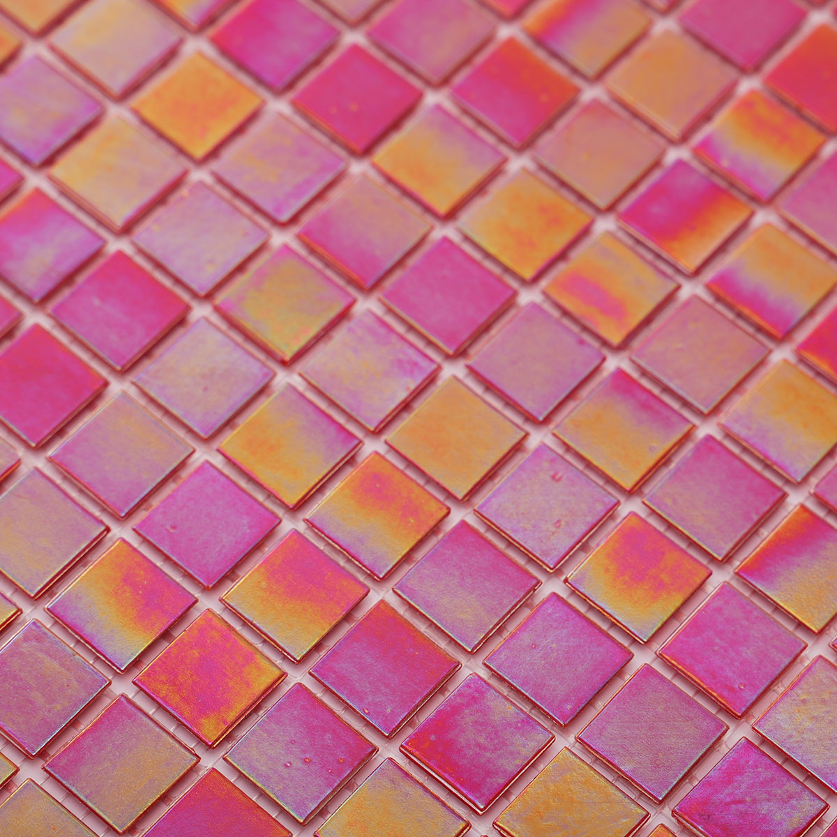 Watermelon Red Iridescent Glass Mosaic Tiles for Stylish Backsplashes-SAICINA TILES