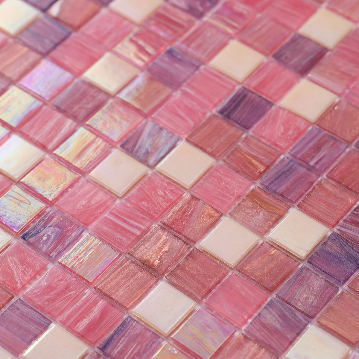 Purple & Pink  Iridescent Stained Glass Mosaic Tile-SAICINA TILES
