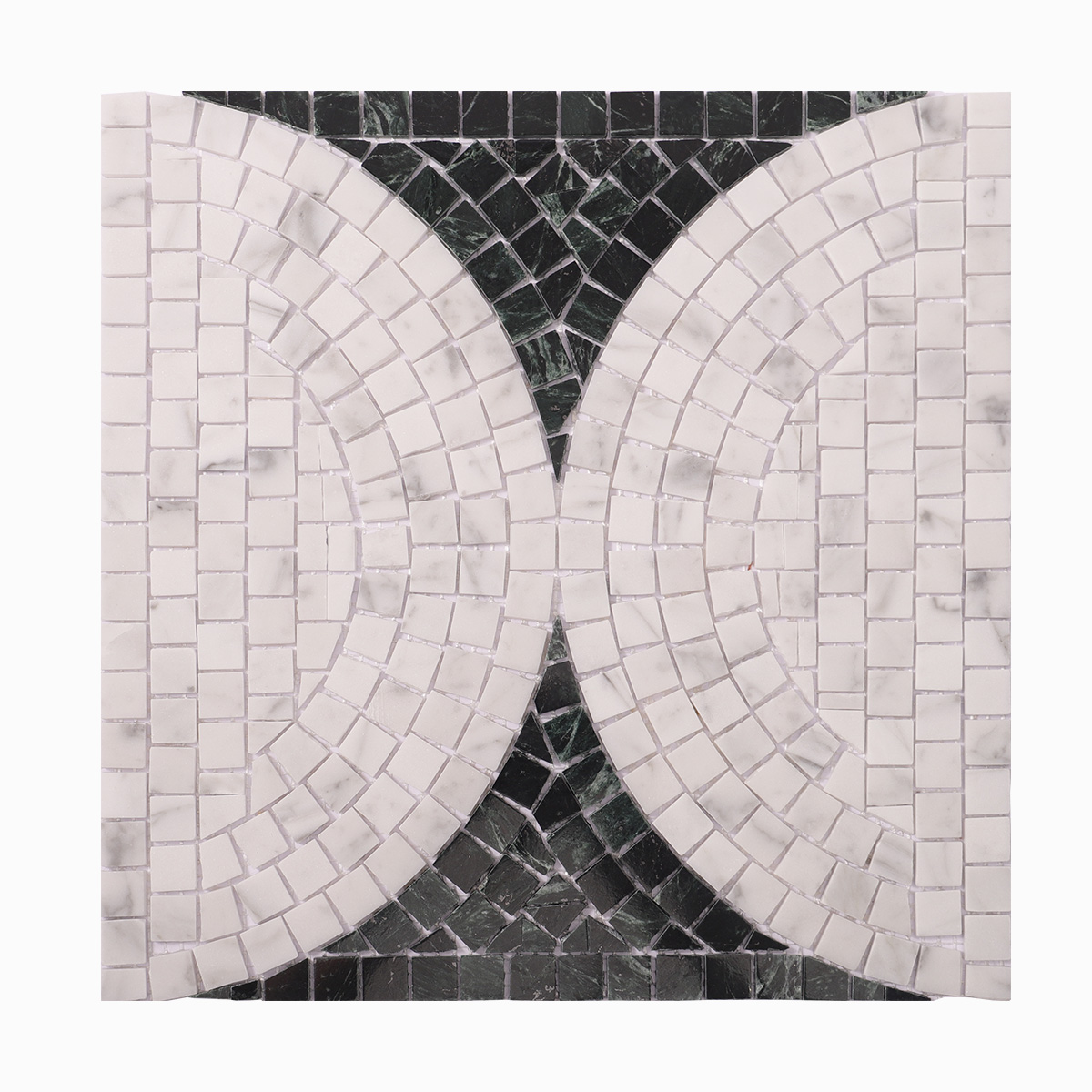 Polished Green and White Marble Cutting Art Mosaic Tiles-SAICINA TILES