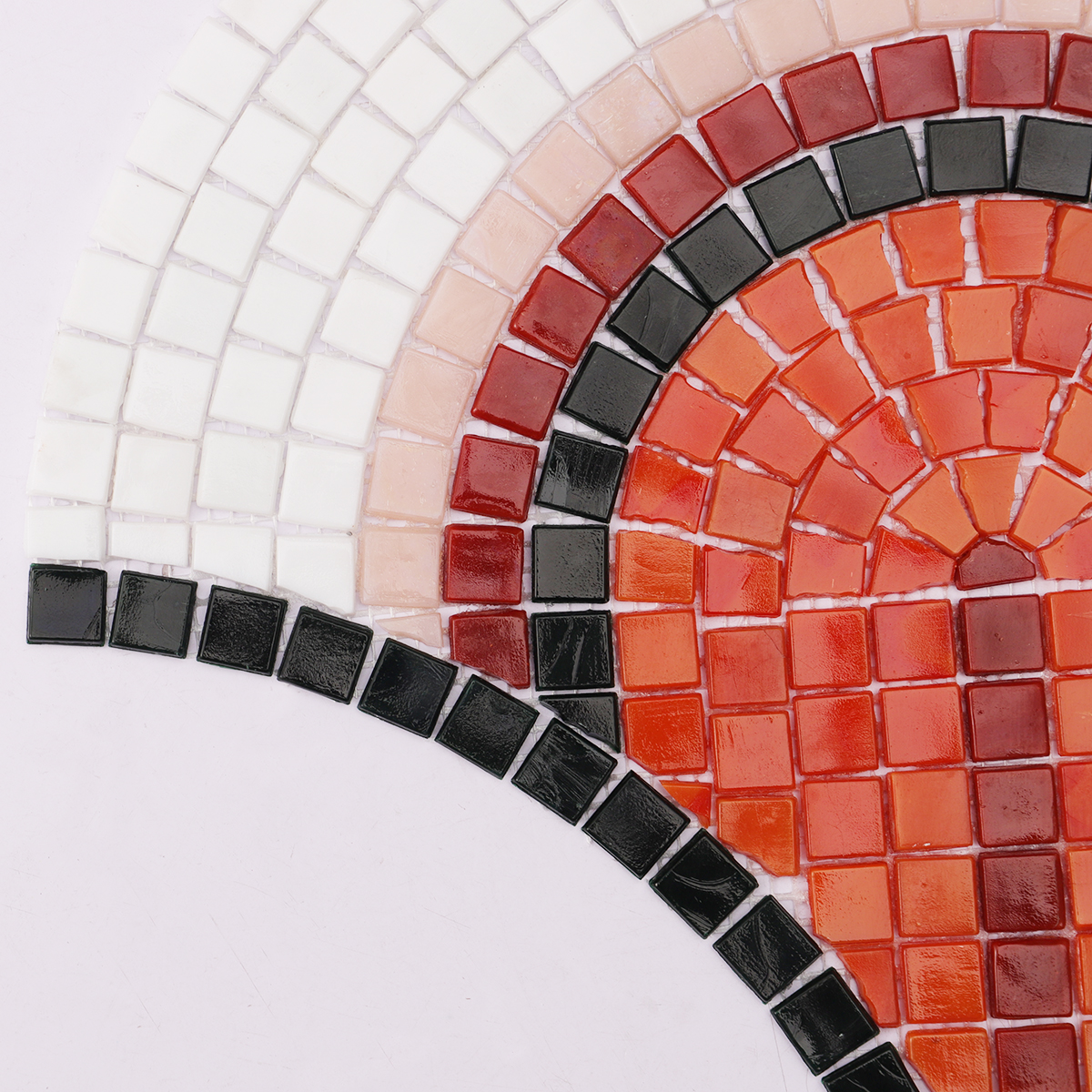 Detailed close-up of glass mosaic art designs