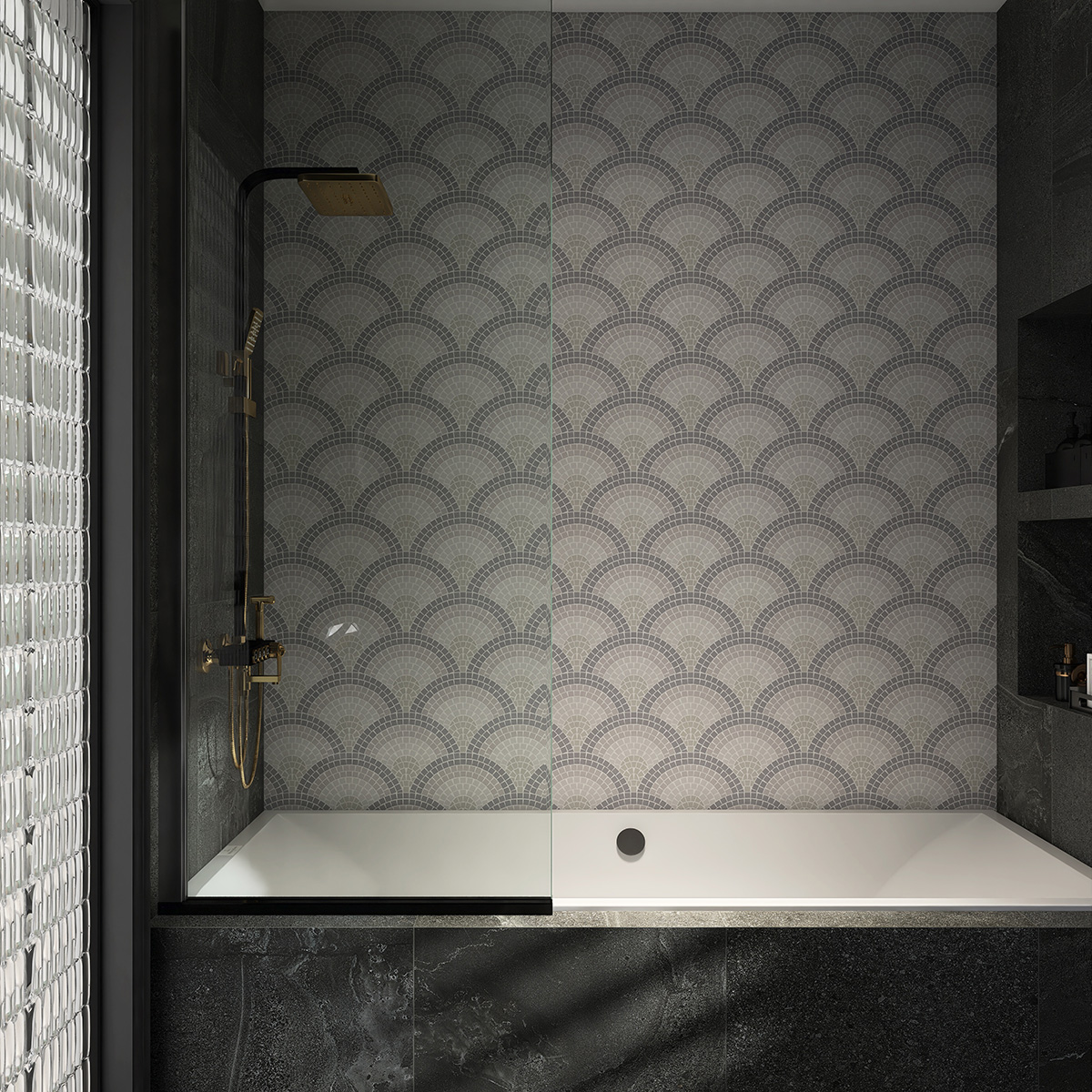 White and Gray Fish Scale Mosaic Tile Art-SAICINA TILES