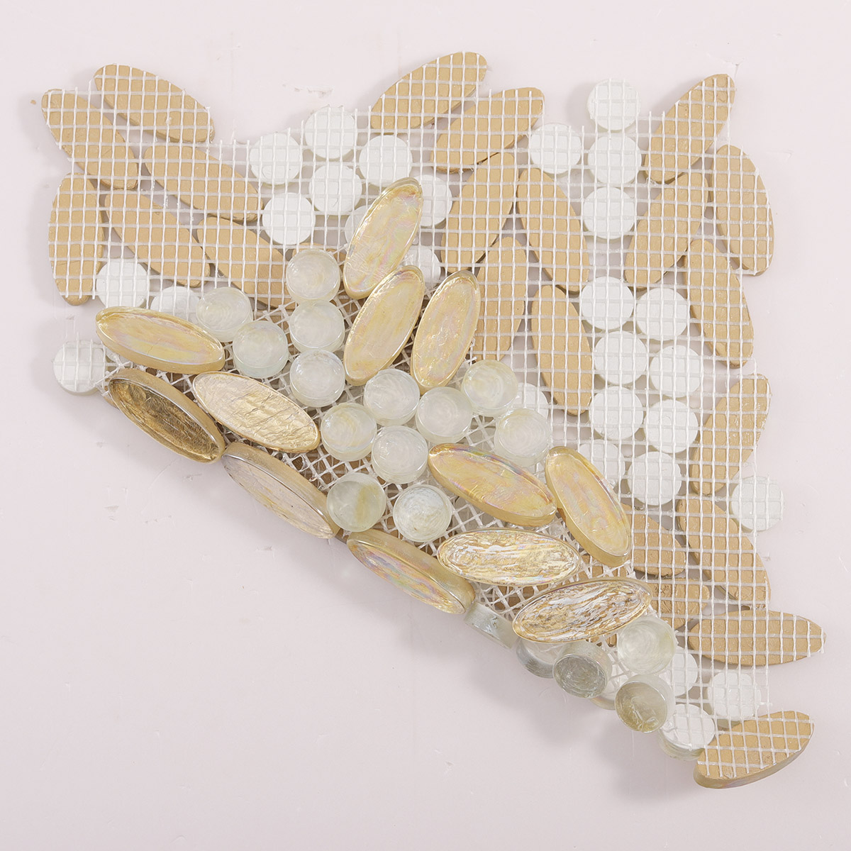 Gold Glass Flower Art Mosaic Floor Tiles