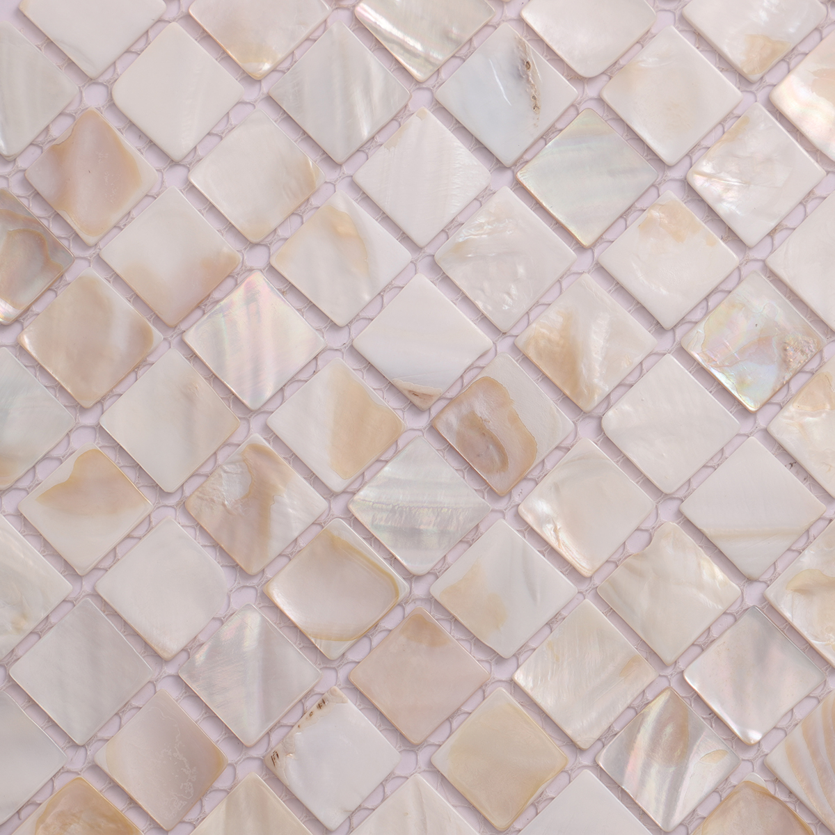 Detailed view of Seashell Mother of Pearl Square Mosaic Tiles