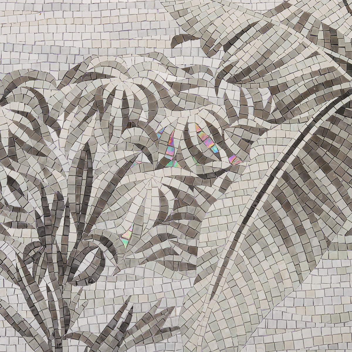 Close-up of Coconut Tree Pattern Mosaic Tile Detail