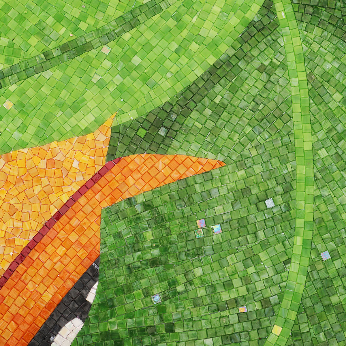 Intricate Patterns in Human Figures Glass Mosaic Artwork