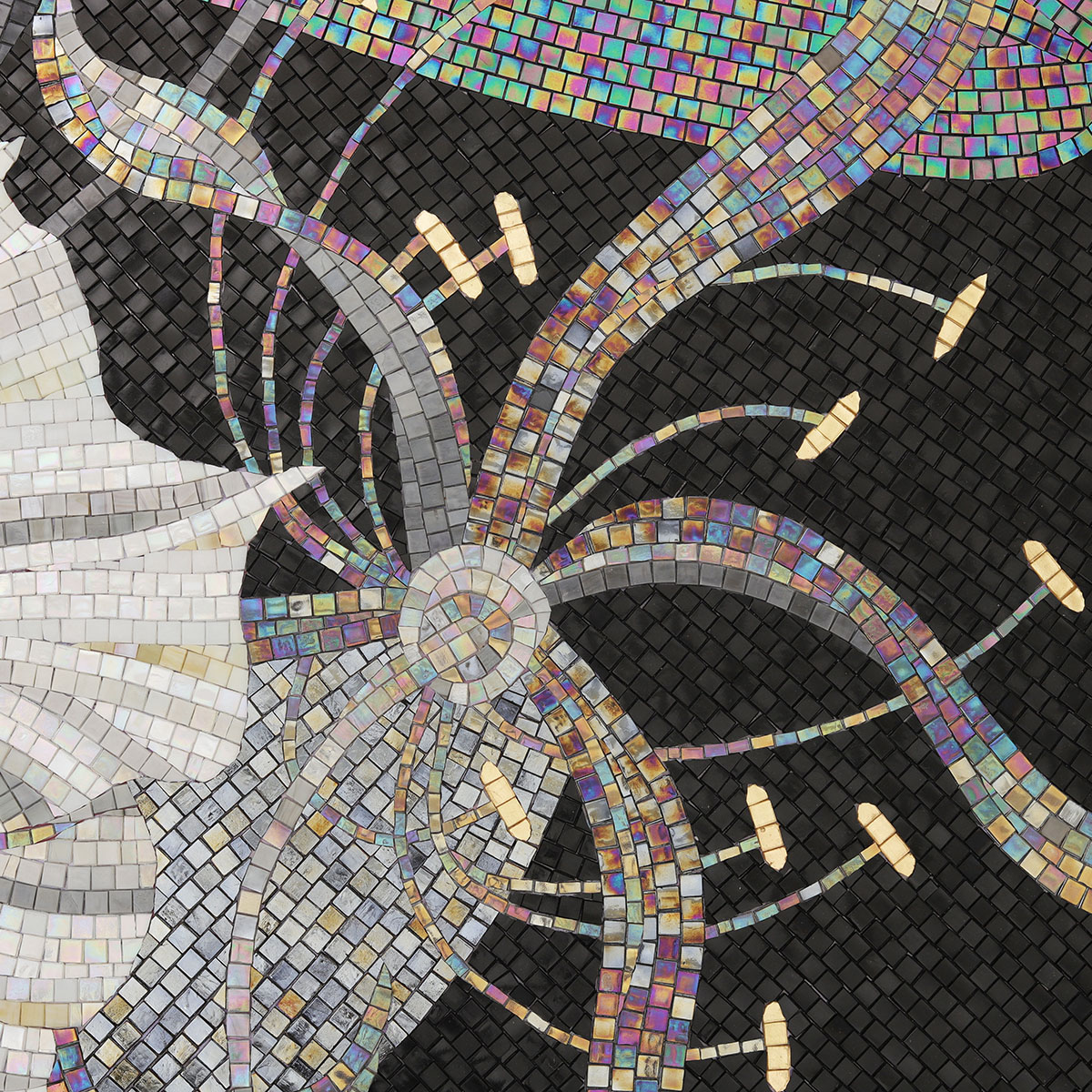 Intricate Mosaic Flower Petals in Black and White