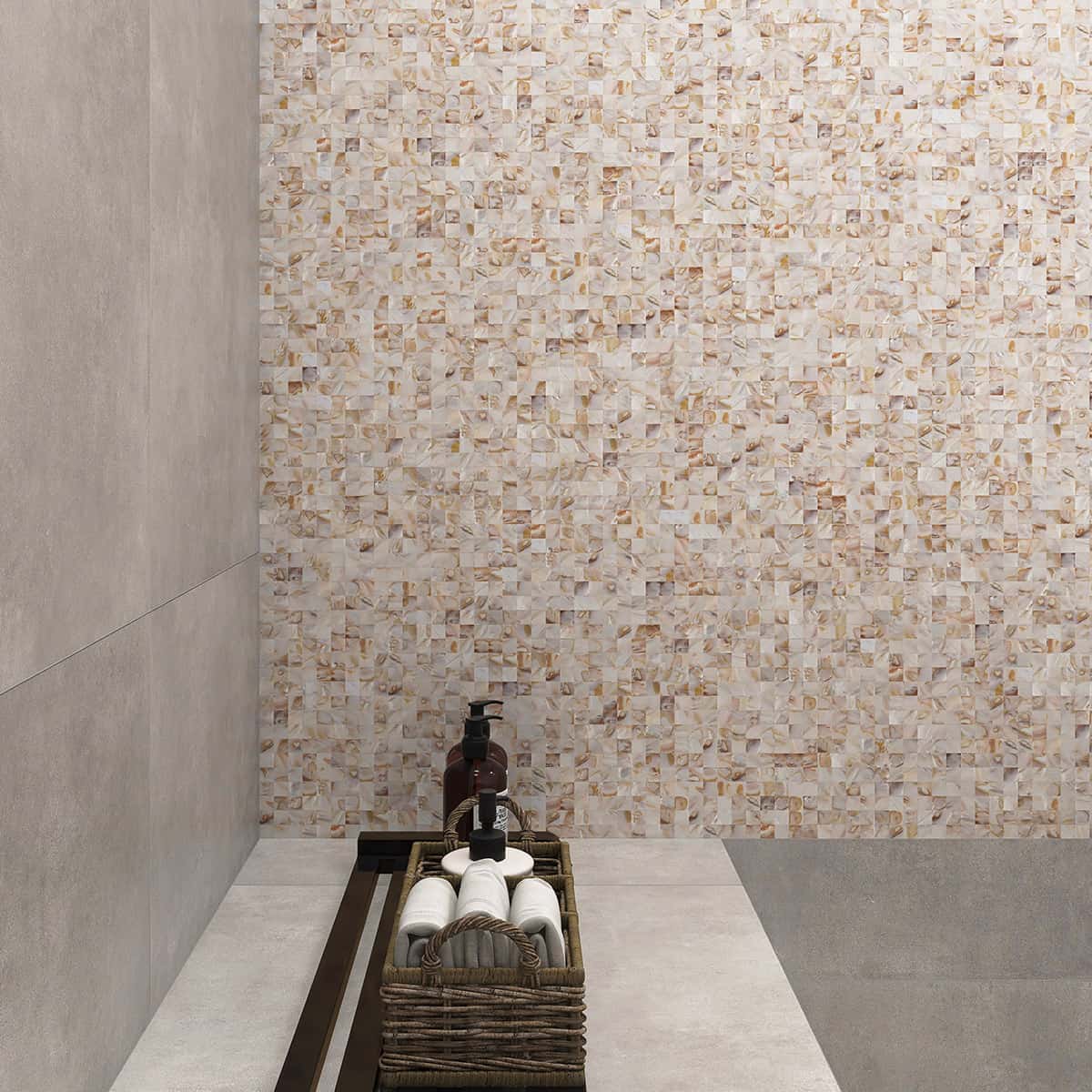 Beige Wart Mother Of Pearl Tight Joints Square Mosaic Tile