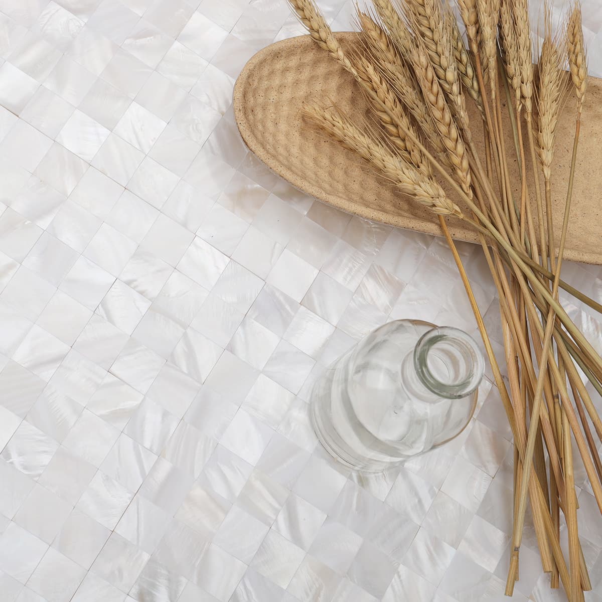 White Mother Of Pearl Tight Joints Mosaic Pearlescent Tile 