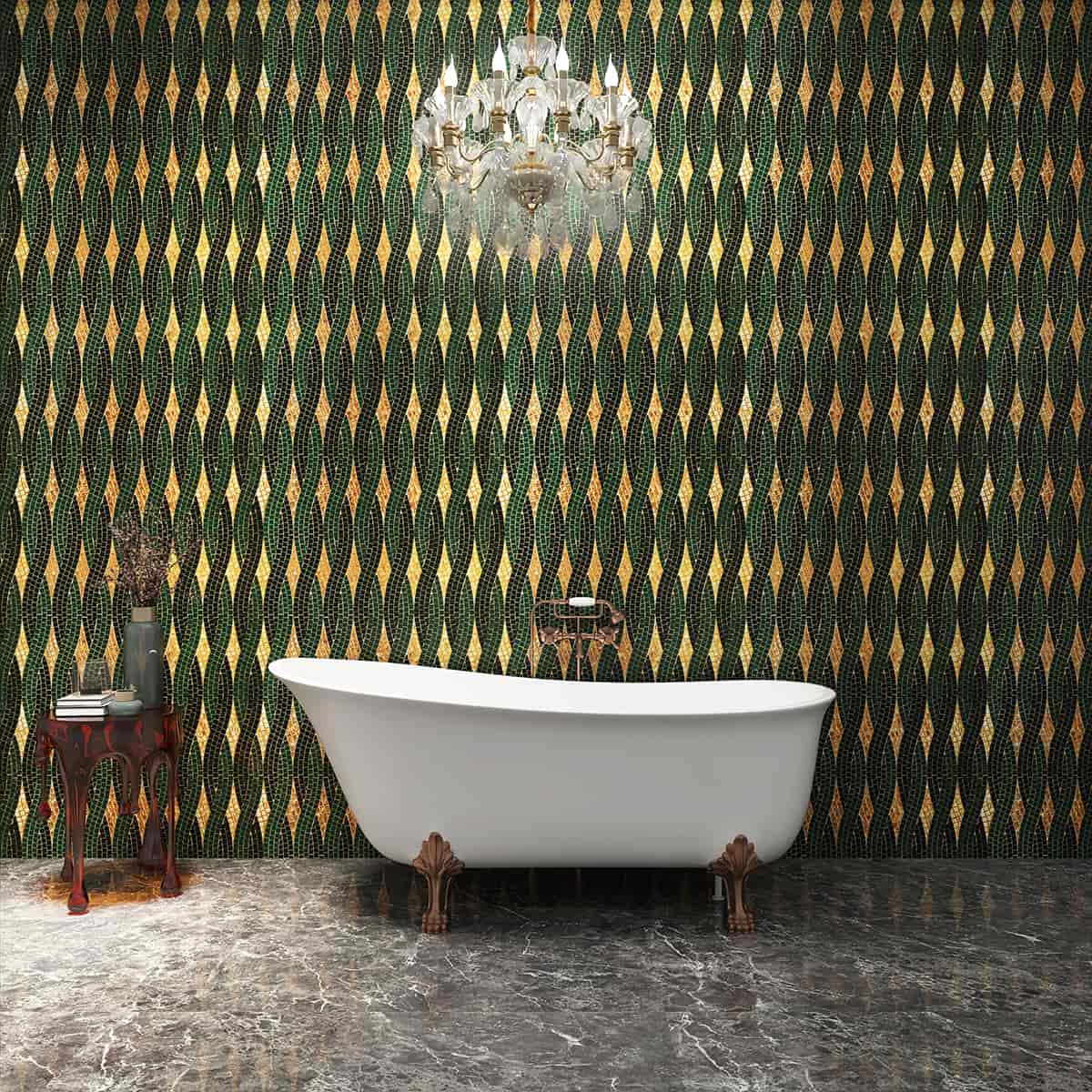 Green  Glass Mosaic Tile Designs and Murals