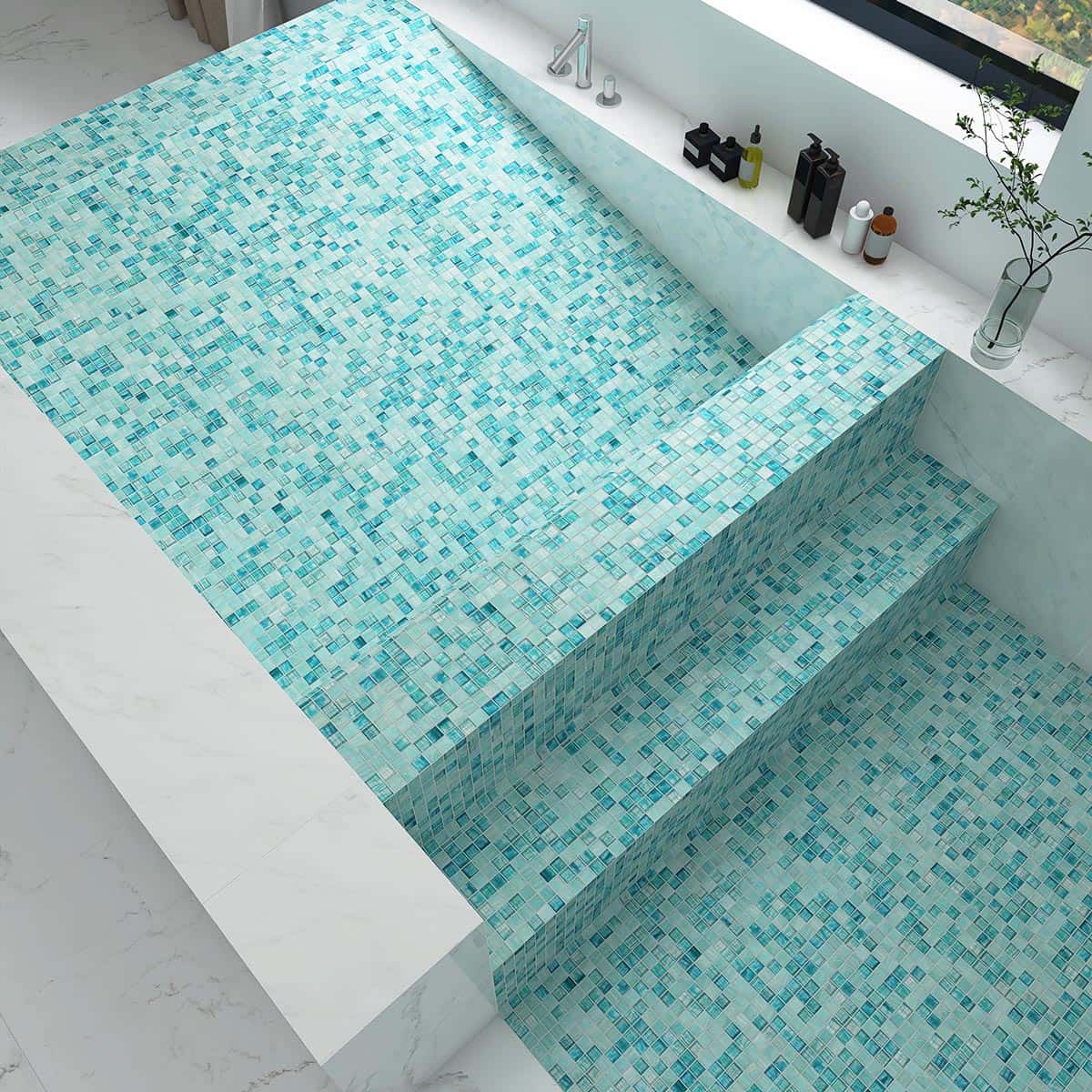 Translucence Bright Green  Glass Mosaic Pool Tile