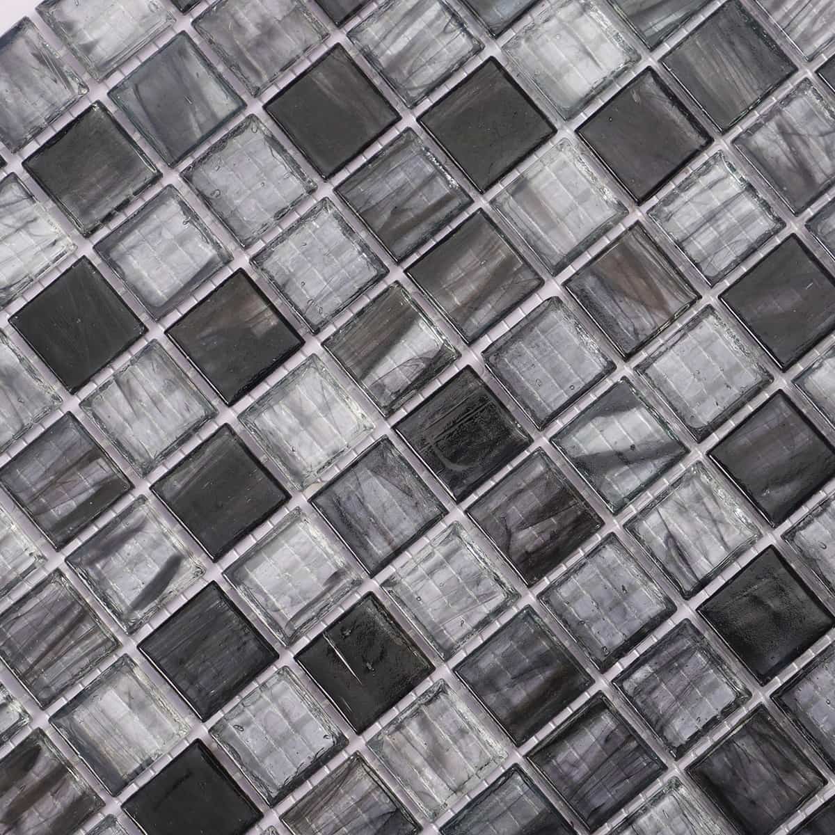 Amber Translucence Gray Glass Mosaic Tile For Pool 