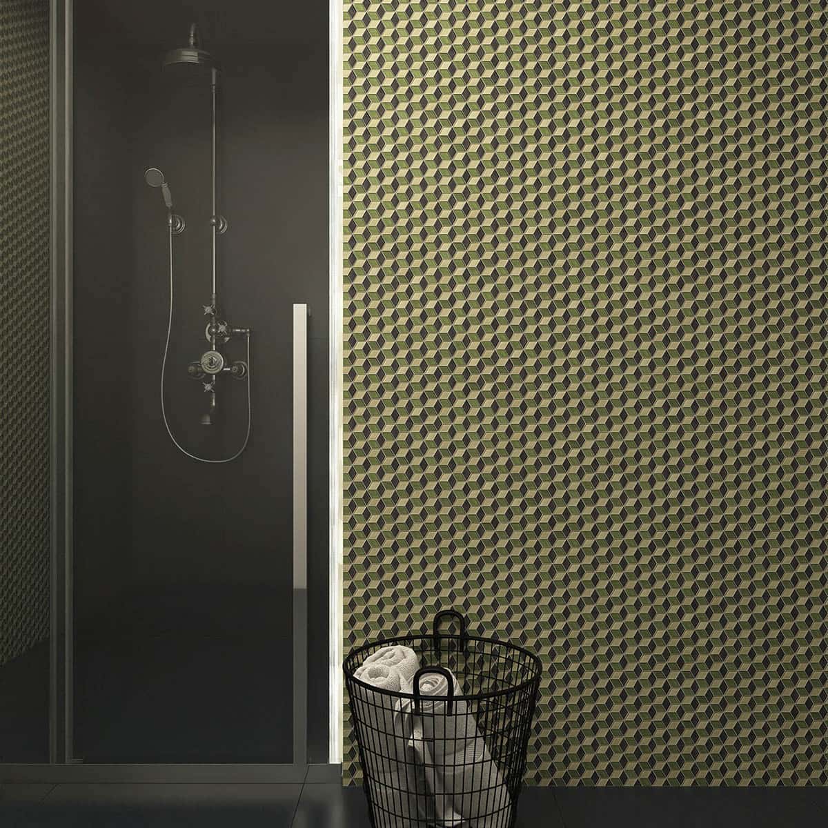 Dark Green Hexgonal Diamond Glass Mosaic Tiles