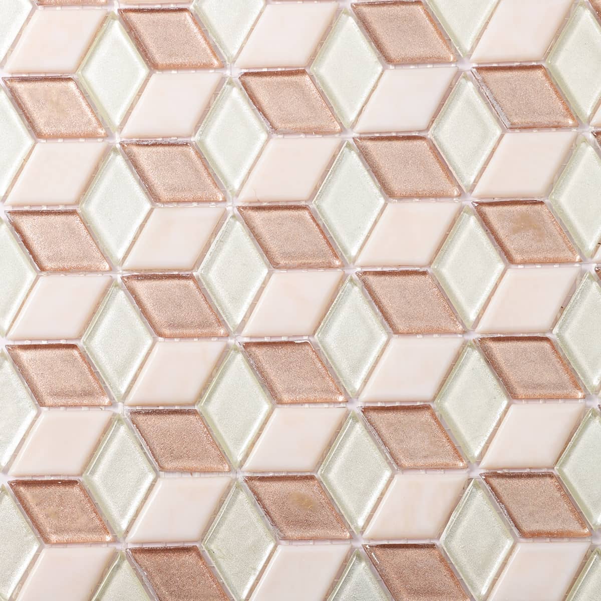Light Pink Cube Glass Mosaic Tile