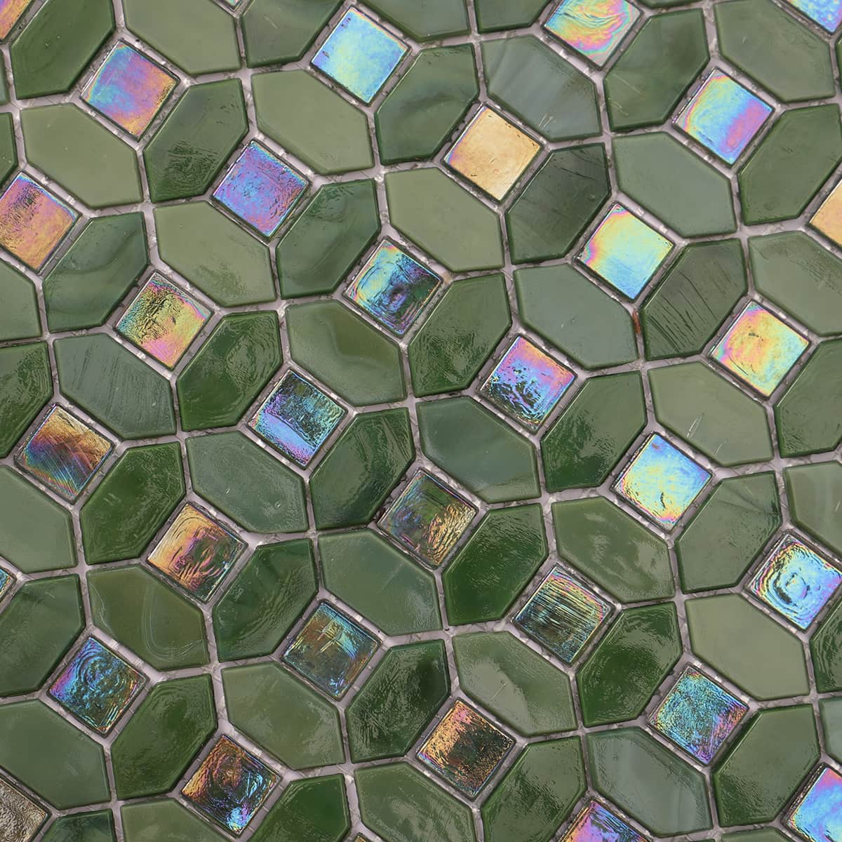 Green Picket Iridescent Glass Mosaic Tiles 
