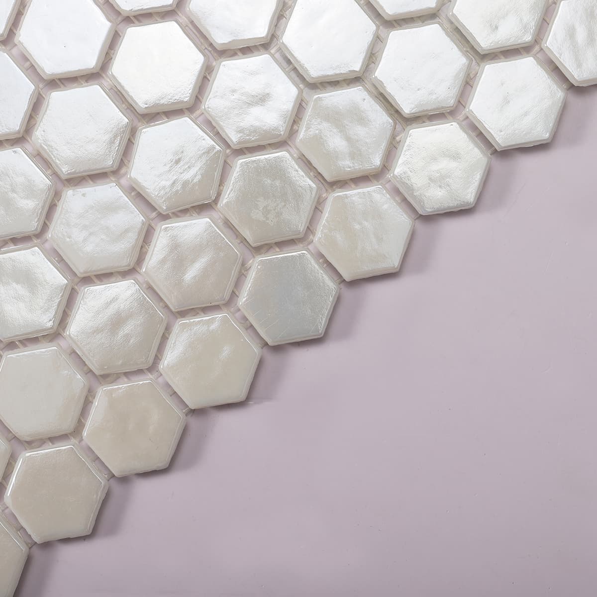 Beige Honeycomb Hexagon Glass Mosaic Tile