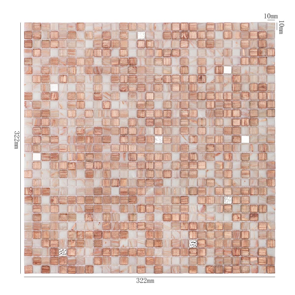 Bright Beige/Mini Square Glass Mosaic Tile with 24K Platinum 