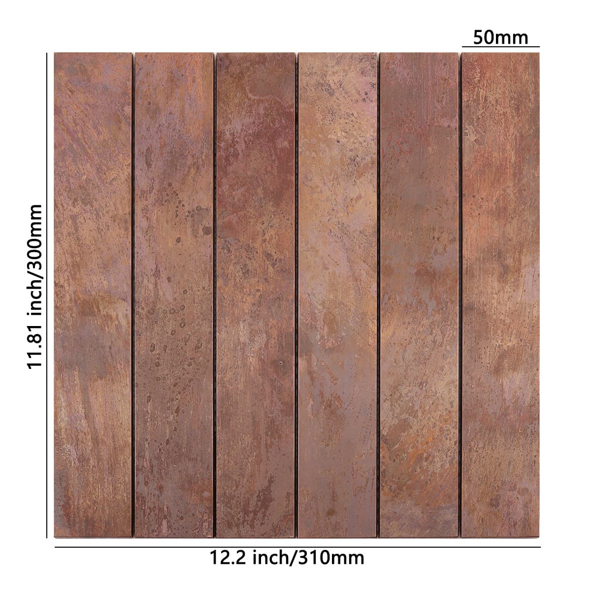 Copper Rust Matte Brick Metal Mosaic Wall Tiles