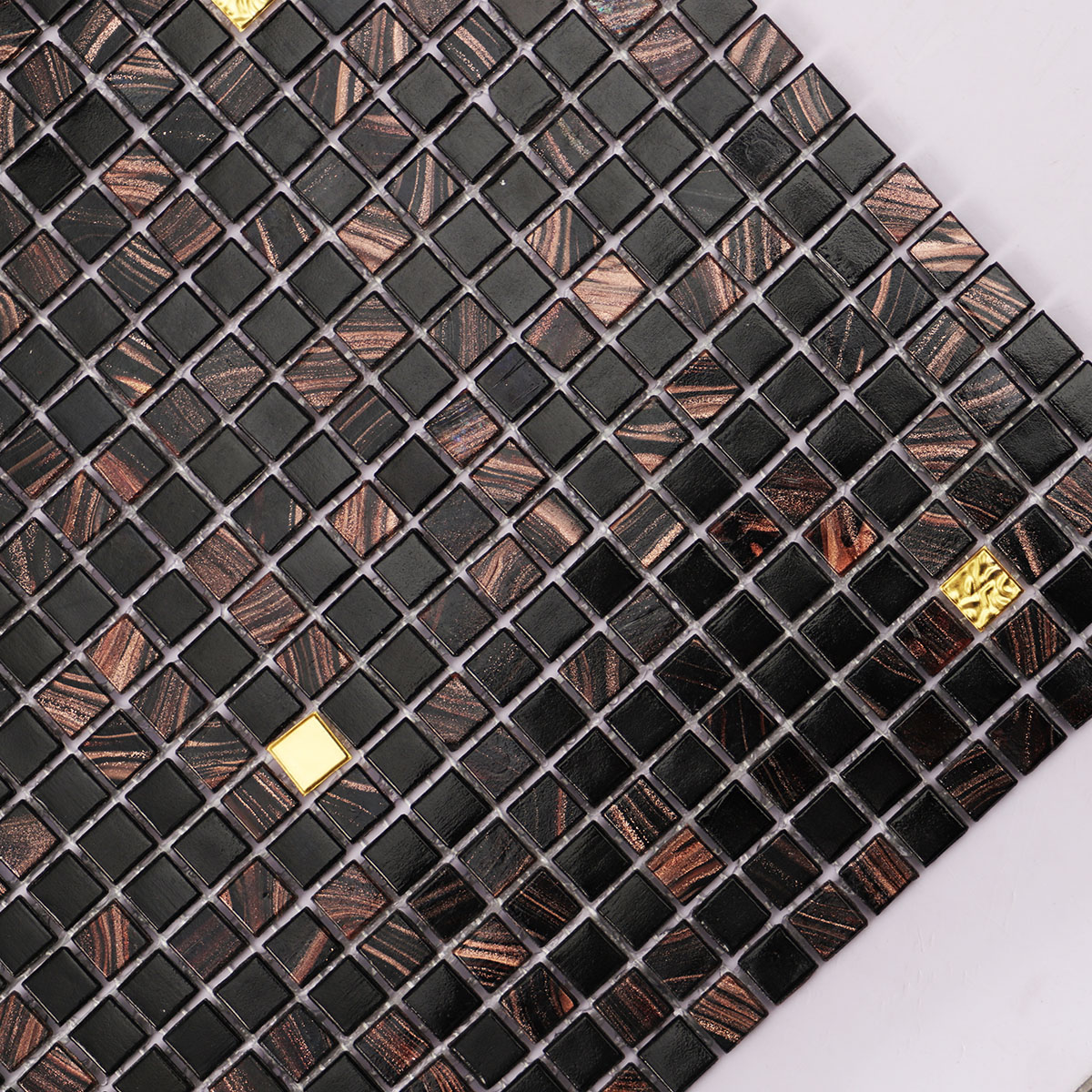 Chic Espresso Shimmer Mixed Black Glass Mosaic Tiles
