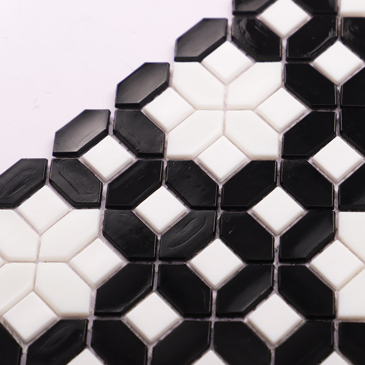 Black and White Basket Weave Mosaic Tiles