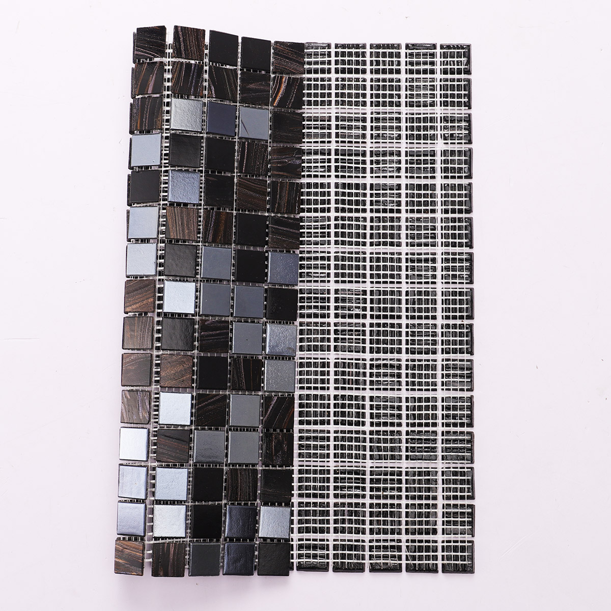 Black Powdered Gold Mixed Flash Glass Mosaic Tiles 20mmX20mm Back