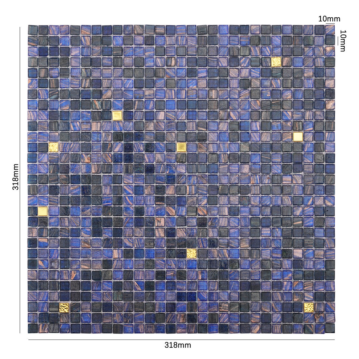 Micro Fired Erath Glass Navy Mosaic Tile 10mm*10mm Size