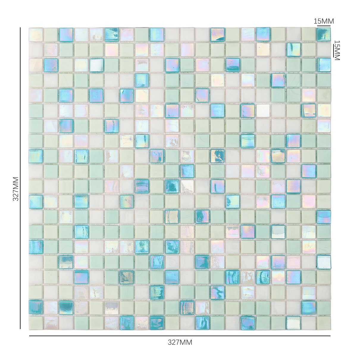 Light Blue Iridescent Fired Erath Glass Mosaic Tile 15mm*15mm Size