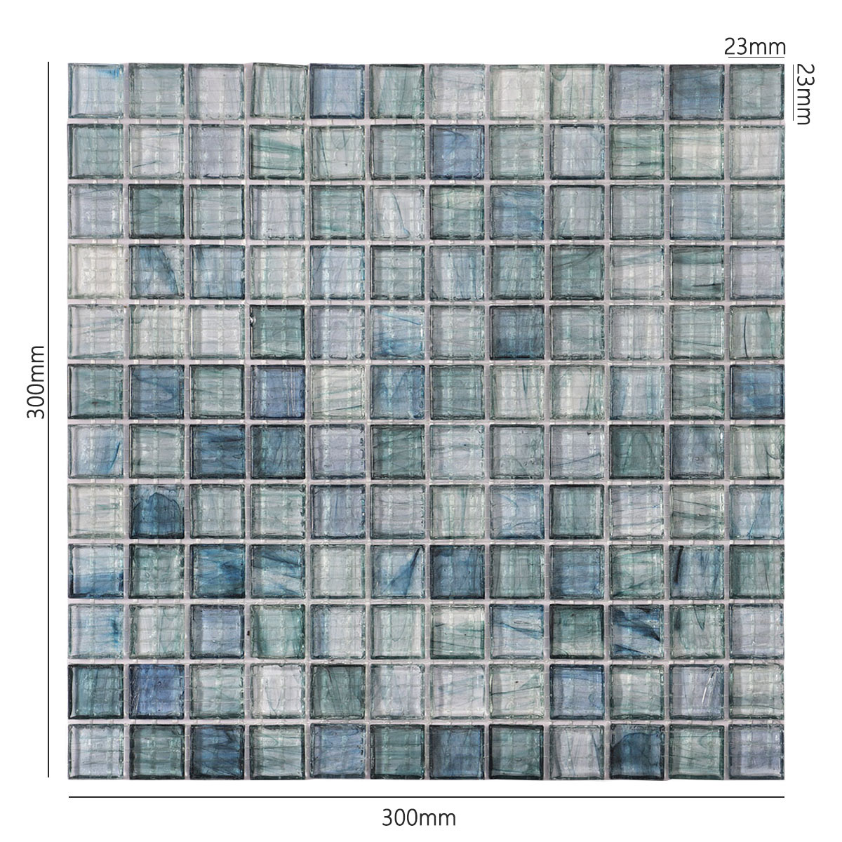 Amber Translucence Blue Fired Erath Glass Mosaic Tiles Size